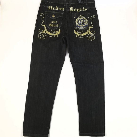 Old School Sz 16 Black Urban Royale Goldtone Embro - Picture 2 of 8